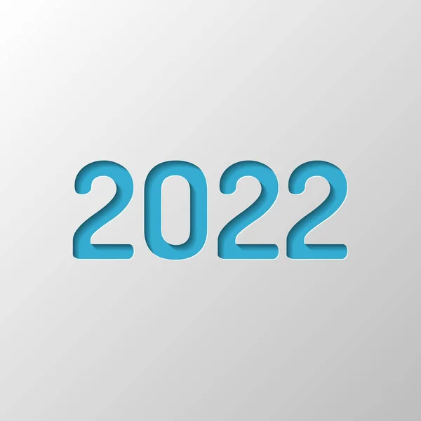 2022 Nummer Pictogram Gelukkig Nieuwjaar Ontwerp Voor Een Papieren Gesneden — Stockvector