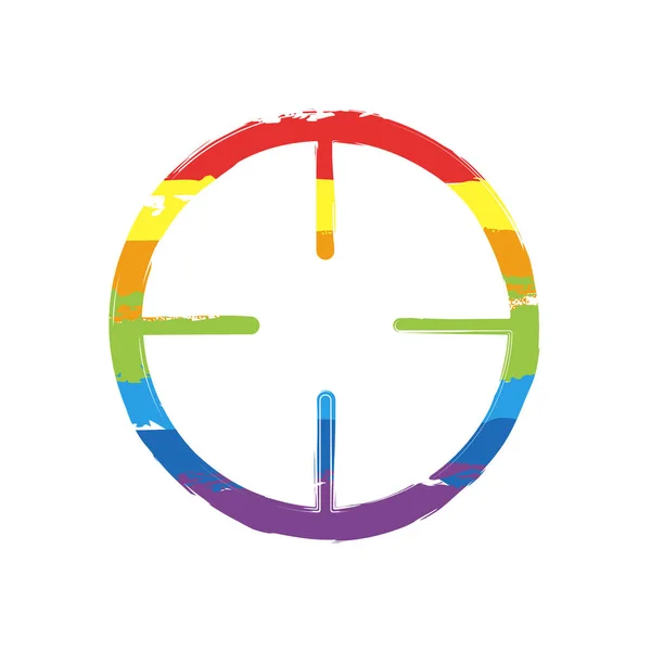 Icono Objetivo Simple Signo Dibujo Con Estilo Lgbt Siete Colores — Vector de stock