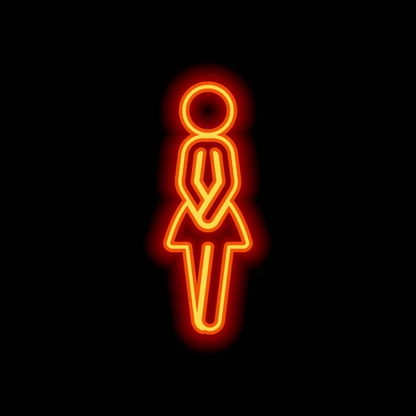 Vrouwelijke Silhouet Vrouw Pictogram Oranje Neon Stijl Zwarte Achtergrond Lichte — Stockvector