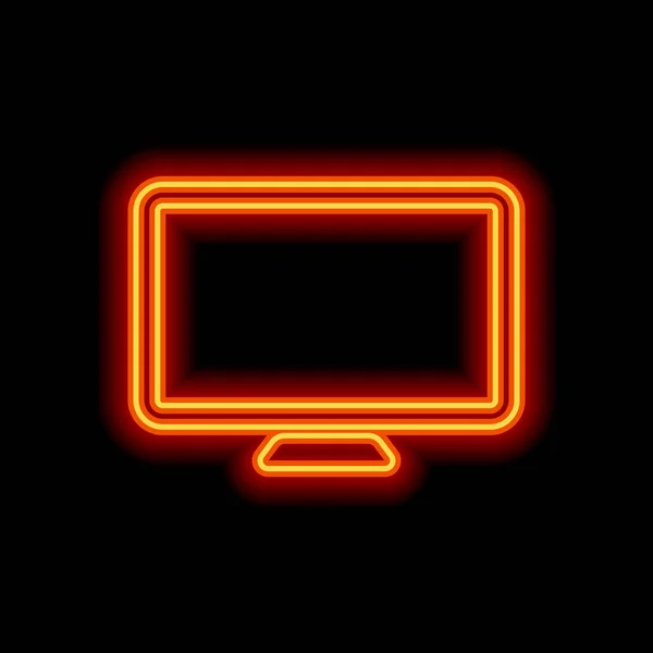 Počítačového Monitoru Nebo Moderní Jednoduché Ikony Oranžový Neon Styl Černém — Stockový vektor