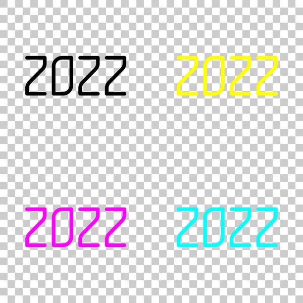 2022数字图标 新年快乐 透明背景上的彩色 Cmyk 图标集 — 图库矢量图片