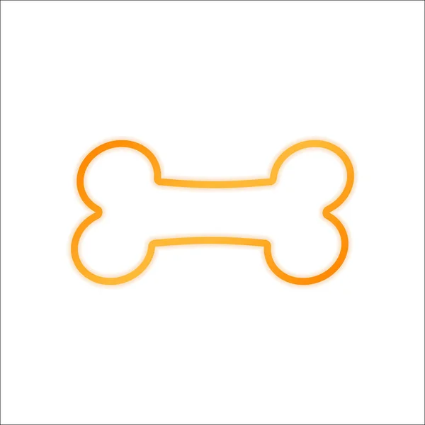 Icono Hueso Perro Signo Naranja Con Poca Luz Sobre Fondo — Vector de stock