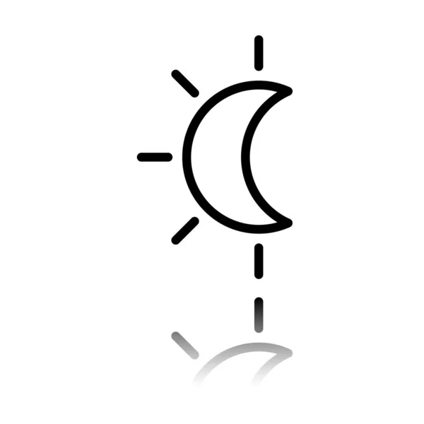 Eclipse Icono Lineal Simple Con Contorno Delgado Icono Negro Con — Vector de stock