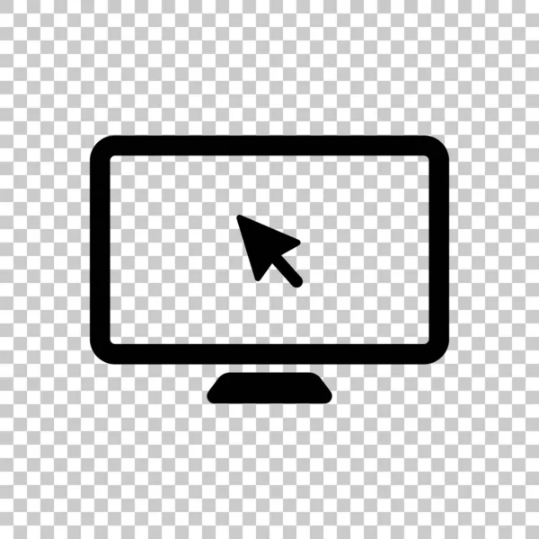 Desktop computer and mouse arrow. Simple digital icon. On transparent background.