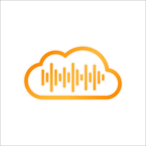 Icono Simple Con Nube Onda Ecualizador Sonido Delgado Contorno Signo — Vector de stock