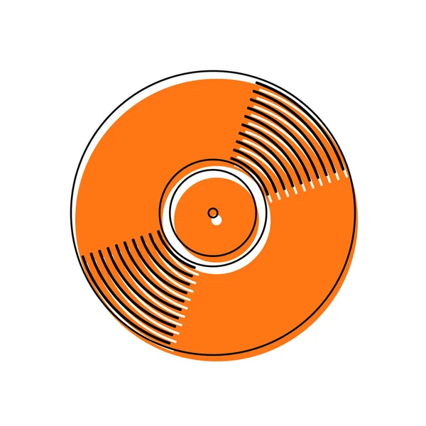Icône Vinyle Icône Isolée Composée Contour Mince Noir Orange Déplacé — Image vectorielle