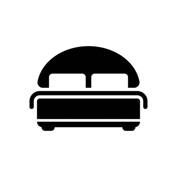 Silueta Cama Doble Habitación Doble Hotel — Vector de stock