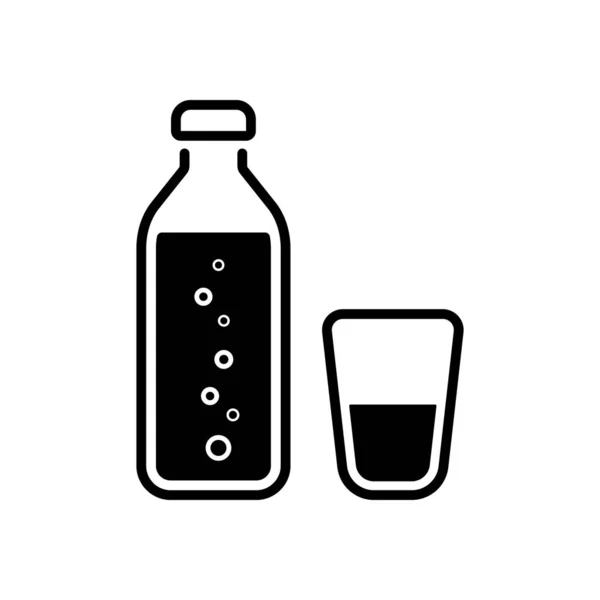 Botella Agua Con Burbujas Vaso Vidrio Icono Simple — Vector de stock