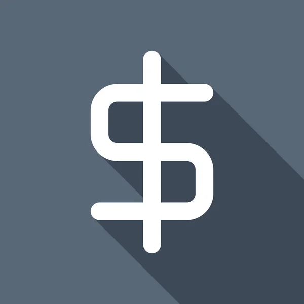 Jednoduchý Symbol Dolaru Bílá Plochá Ikona Dlouhý Stín Pozadí — Stockový vektor
