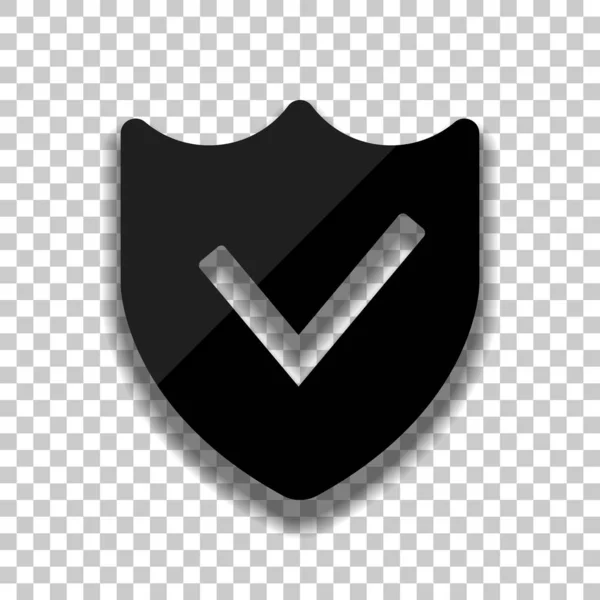 Ochrana Úspěch Jednoduché Ikony Černá Skleněná Ikonu Měkký Stín Průhledném — Stockový vektor