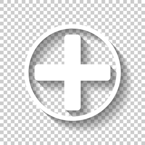 Значок Медицинского Креста Белый Значок Тенью Прозрачном Фоне — стоковый вектор