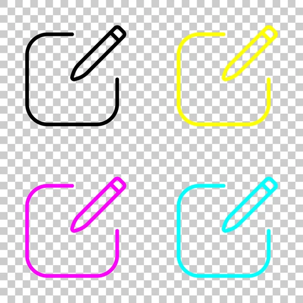 Kutsal kişilerin resmi düzenleyin. Meydanı ve kalem. Doğrusal, ince anahat. Cmyk simgeleri şeffaf arka plan üzerinde renkli dizi