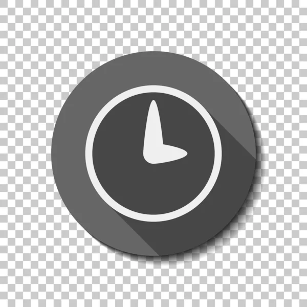Ícone Simples Relógio Ícone Plano Branco Com Sombra Longa Círculo — Vetor de Stock