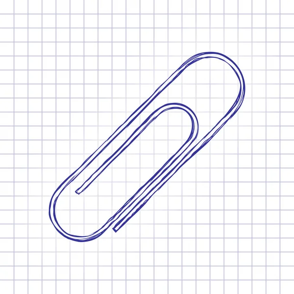 Icône Trombone Image Dessinée Main Sur Feuille Papier Encre Bleue — Image vectorielle