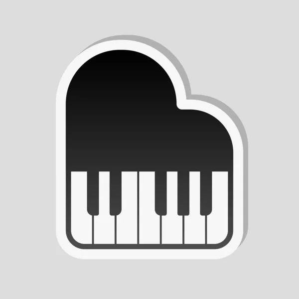Grand Piano Icon Sticker Style White Border Simple Shadow Gray — Stock Vector