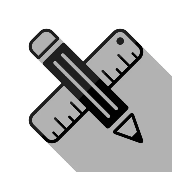 Symbole Simple Règle Crayon Criss Cross Objet Noir Avec Une — Image vectorielle