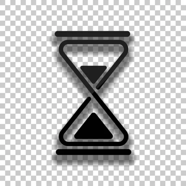 Песочные Часы Простая Икона Значок Черного Стекла Мягкой Тенью Прозрачном — стоковый вектор