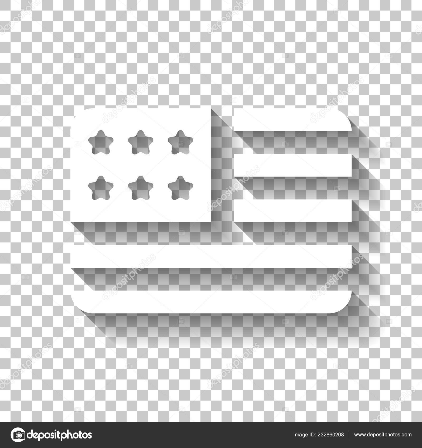 Simple Usa Flag Icon Rectangle Shape White Icon Shadow Transparent