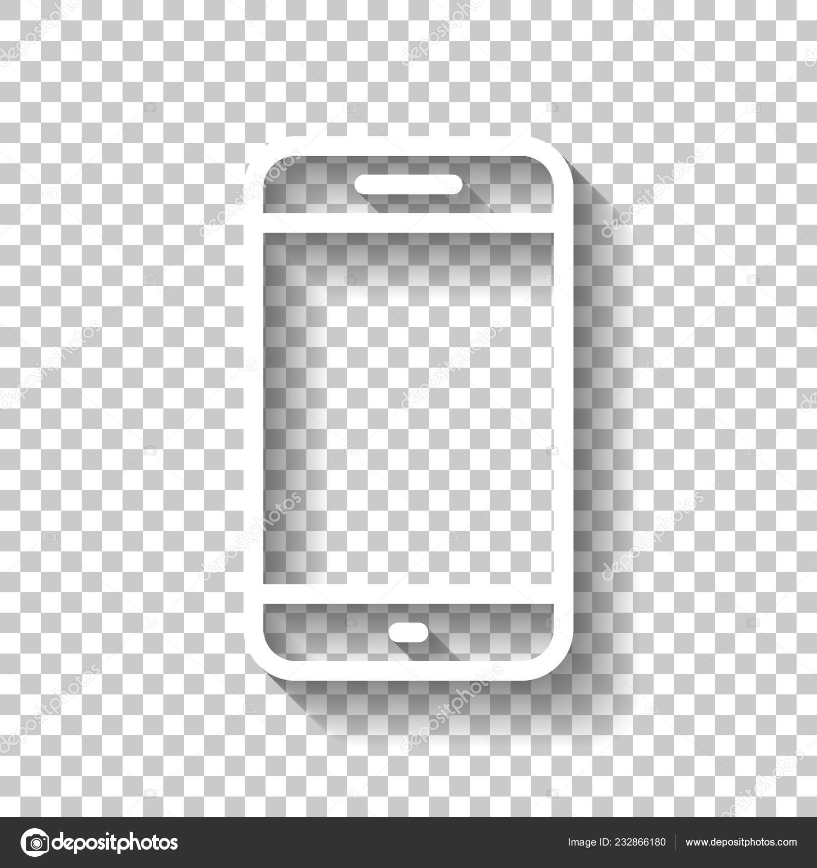 Simple Mobile Phone Icon Linear Symbol Thin Outline White Icon