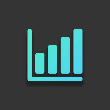 Büyüyen grafik hat simgesi. Renkli logo kavramı koyu arka plan üzerinde yumuşak gölge ile. Masmavi okyanus rengini simgesi