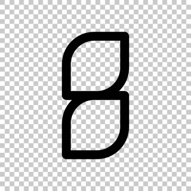 Sayı 8, rakamı, sekizinci. Saydam arka plan üzerinde. Siyah nesne