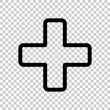 Tıbbi çapraz simgesi. Saydam arka plan üzerinde siyah simgesi.