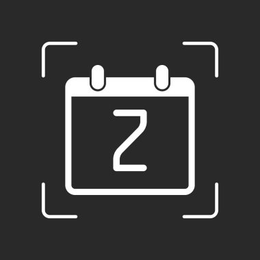 2 gün, basit simgesi ile takvim. Beyaz nesne kamera otomatik odaklama koyu arka plan üzerinde