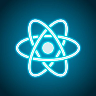 bilimsel atom sembolü, basit simgesi. Neon tarzı. Işık dekorasyon simgesi. Parlak elektrik sembolü