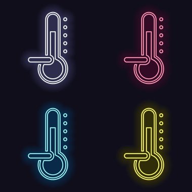 Termometre, soğuk. sıcaklık subzero. Neon işareti kümesi. Koyu arka plan üzerinde casino tarzı. Seamless modeli