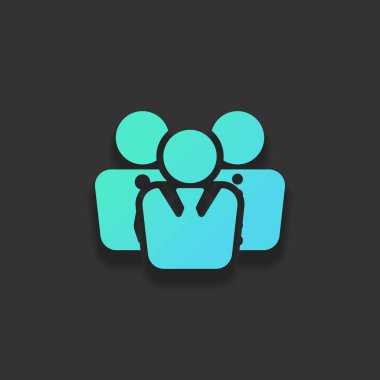 Office insanlar, takım. Renkli logo kavramı koyu arka plan üzerinde yumuşak gölge ile. Masmavi okyanus rengini simgesi