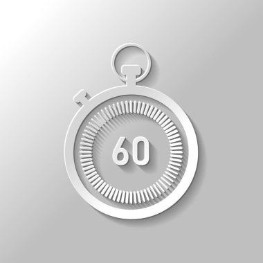 Kronometre. basit simgesi. Kağıt tarzı ile gölge gri arka plan üzerinde