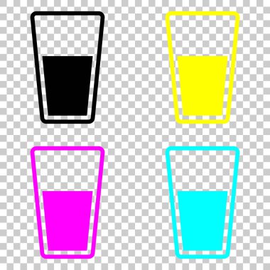 bir bardak su simgesi. Cmyk simgeleri şeffaf arka plan üzerinde renkli dizi.
