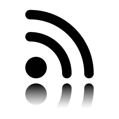 RSS simgesi. Siyah beyaz arka plan ayna yansıması simgesiyle