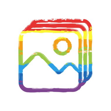 Resimler basit yığını. Çizim işaretiyle Lgbt stil, gökkuşağı (kırmızı, turuncu, sarı, yeşil, mavi, Indigo, menekşe, yedi renk