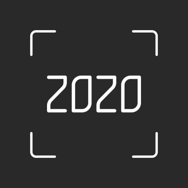 2020 sayı simgesi. Yeni Yılınız Kutlu Olsun. Beyaz nesne kamera otomatik odaklama koyu arka plan üzerinde
