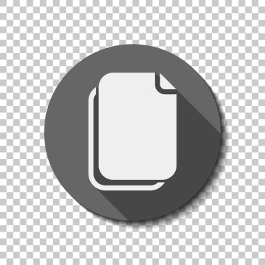 belge basit simgesi. Saydam arka plan üzerinde bir dairede uzun gölge beyaz düz simgesi