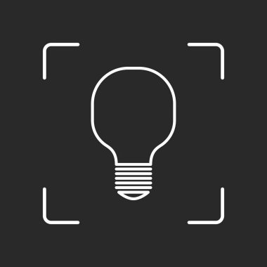 Işık lamba simgesi. Beyaz nesne kamera otomatik odaklama koyu arka plan üzerinde