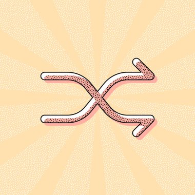 Basit ok geçti. Doğrusal, ince anahat. Retro Vintage tipografi ofset baskı etkisi ile. Çizgi roman pop sanat arka plan ile nokta poster