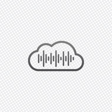 Bulut ve Ses ekolayzer dalga ile basit simgesi. İnce anahat. Kılavuz arka plan üzerinde