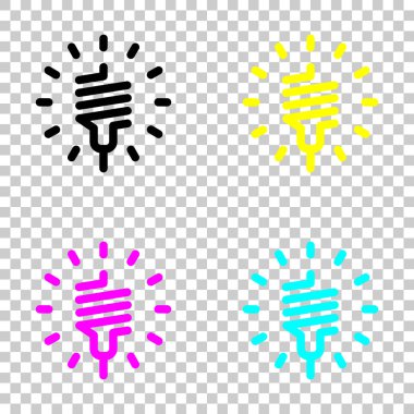 LED lamba simgesi. Cmyk simgeleri şeffaf arka plan üzerinde renkli dizi
