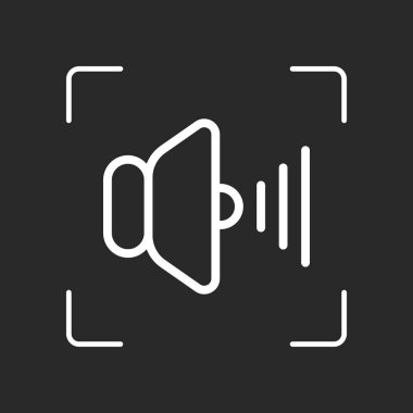 ses max simgesi. Beyaz nesne kamera otomatik odaklama koyu arka plan üzerinde