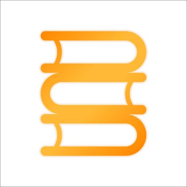 Kütüphane, birkaç kitap. Portakal işareti beyaz arka plan üzerinde düşük ışık ile