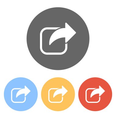 Pay kutsal kişilerin resmi. Ok ve kare. Renkli daireler üzerinde beyaz simgeler kümesi