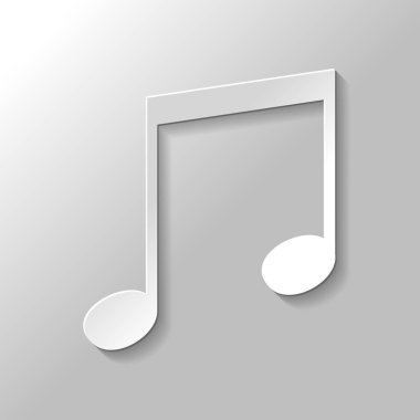 Müzik Not simgesi. Kağıt tarzı ile gölge gri arka plan üzerinde