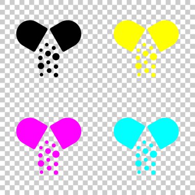 Açık hap simgesi. Cmyk simgeleri şeffaf arka plan üzerinde renkli dizi