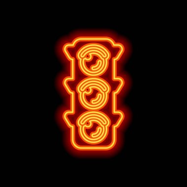 Trafik ışığı simgesi. Siyah arka plan üzerine portakal neon tarzı. Işık simgesi