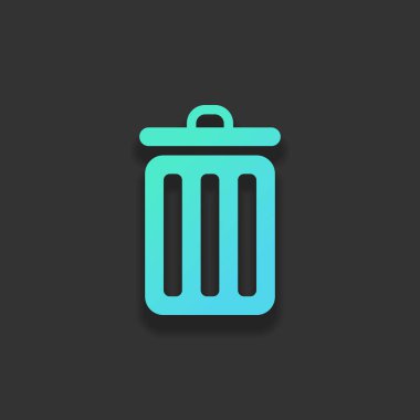 Çöp kutusu. basit simgesi. Renkli logo kavramı koyu arka plan üzerinde yumuşak gölge ile. Masmavi okyanus rengini simgesi