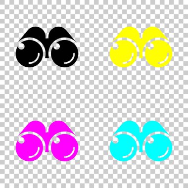 Basit dürbün simgesi. Cmyk simgeleri şeffaf arka plan üzerinde renkli dizi