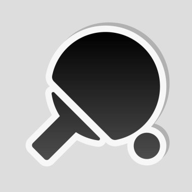 Ping pong simgesi. Etiket tarzı ile beyaz ve gri arka plan üzerinde basit gölge