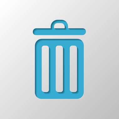 Çöp kutusu. basit simgesi. Kağıt tasarımı. Gölge ile düzenlenen sembolü